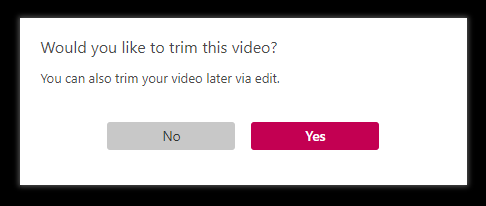 Caixa de diálogo: pretende cortar este vídeo?