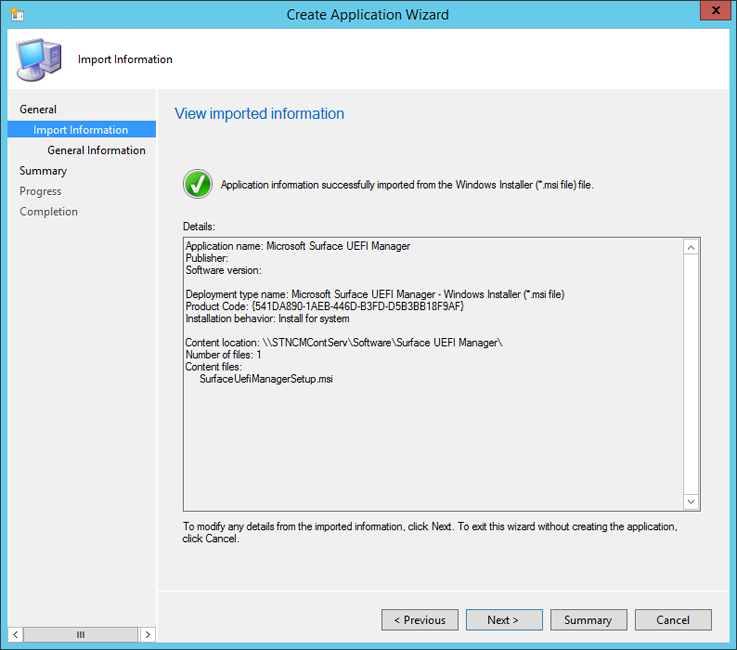 As informações da configuração do Surface UEFI Manager são analisadas automaticamente.