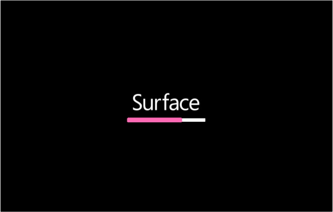 Firmware do Surface Trackpad com barra de progresso cinza.