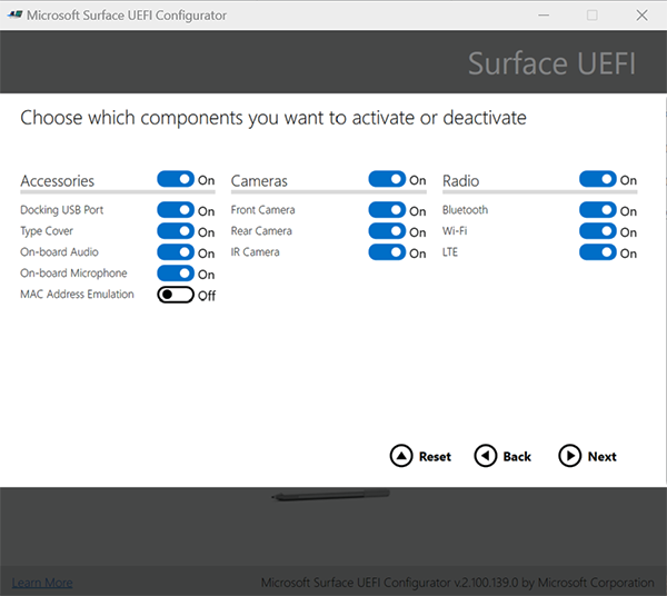 Gerenciar configurações de firmware no Surface Pro 9 com 5G