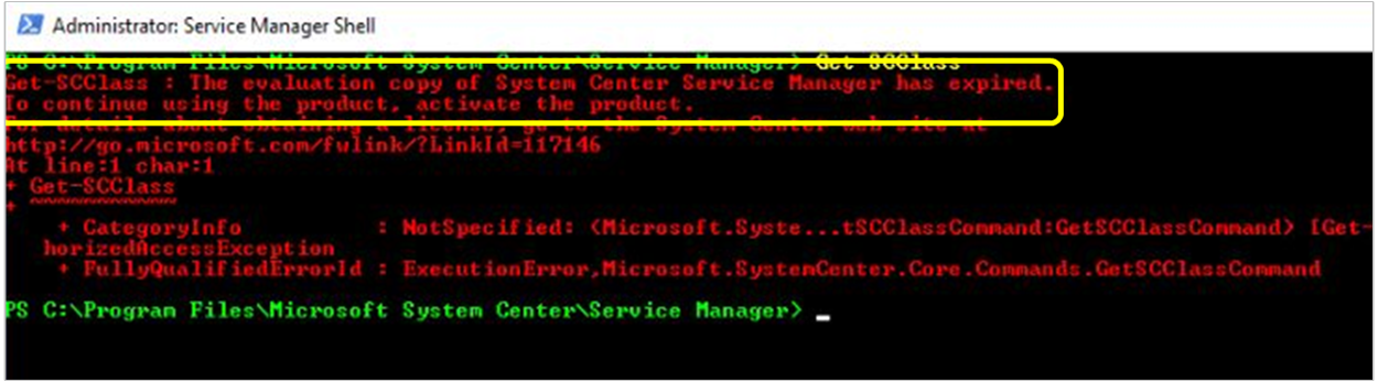 Captura de ecrã a mostrar Aviso através do PowerShell.