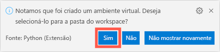 Screenshot that shows the prompt to activate the virtual environment.
