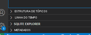 Captura de ecrã a mostrar a pasta Explorador do SQLite no painel Explorador.