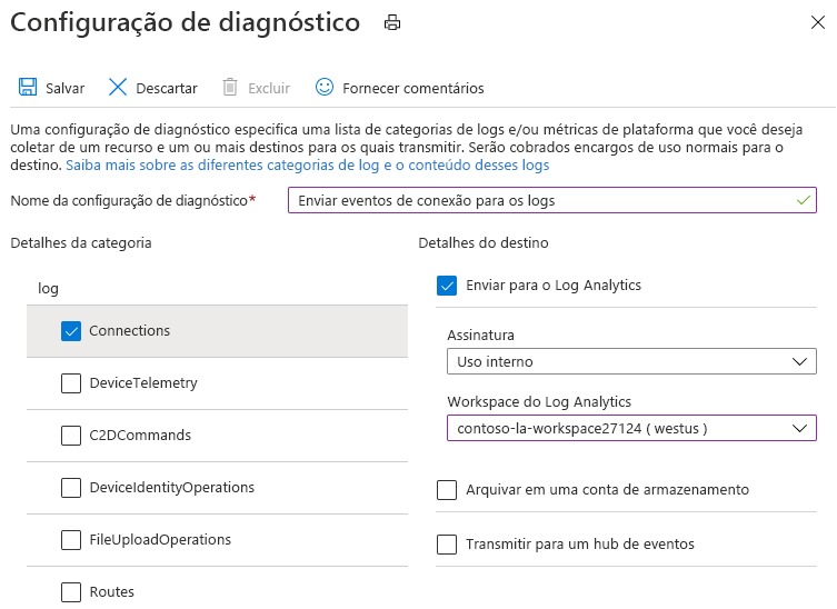 Image showing a Log Analytics diagnostic setting.