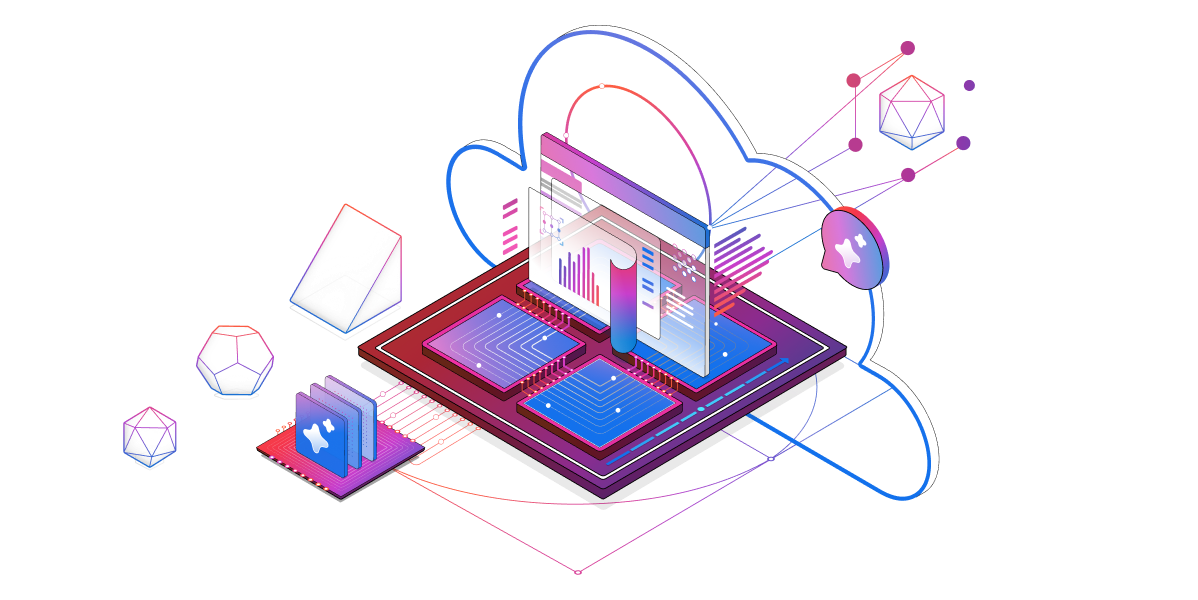 Uma ilustração isométrica dos componentes técnicos para o Microsoft Foundry.