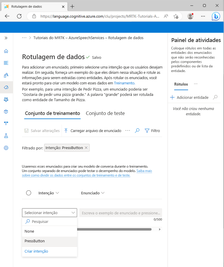 Screenshot of the Data labeling page.