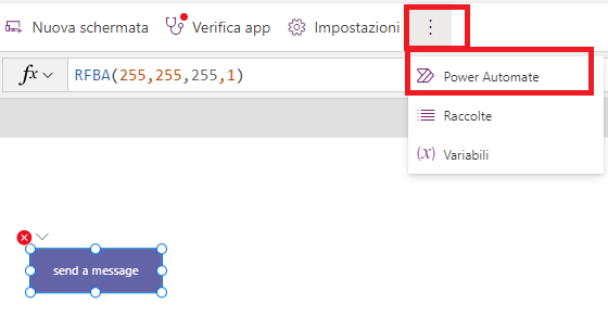 Captura de tela do pop-up do Power Automate com o botão Power Automate realçado no trilho lateral.