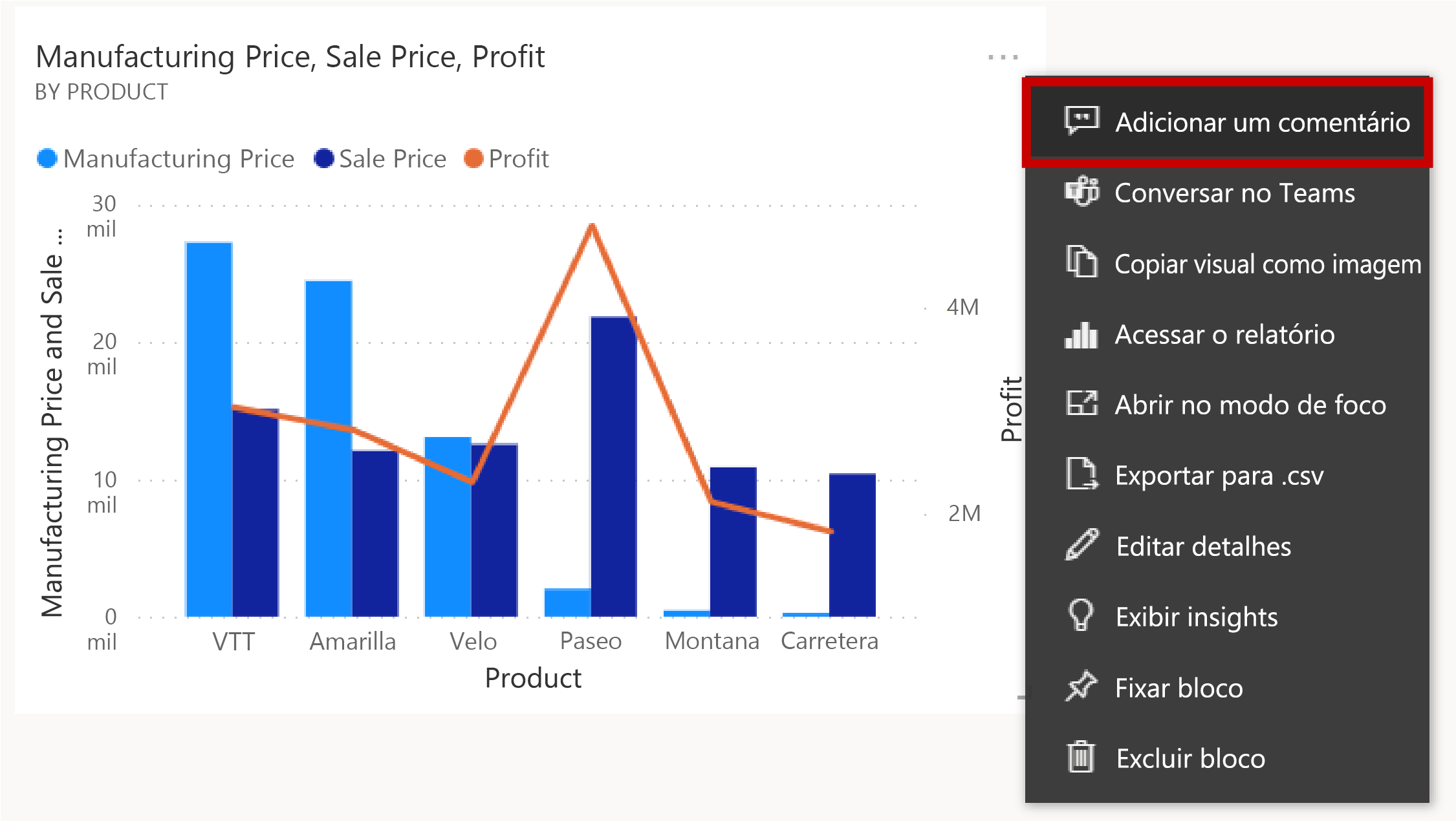 Adicionar comentários a elementos visuais