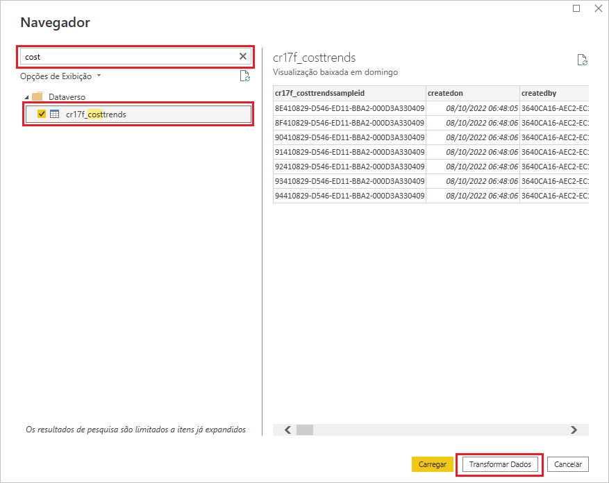 Captura de tela da tela do Navegador com resultados de pesquisa para