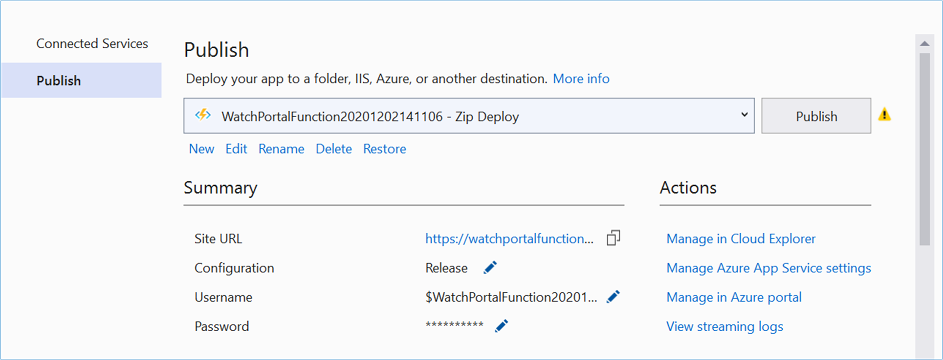 [Captura de tela do Visual Studio realçando Concluir.