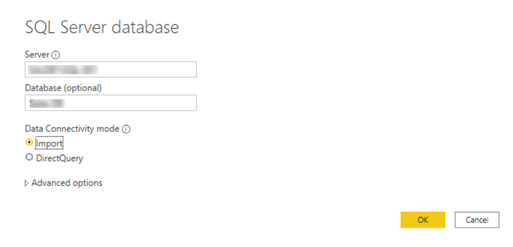 Captura de ecrã a mostrar os detalhes da base de dados SQL Server.