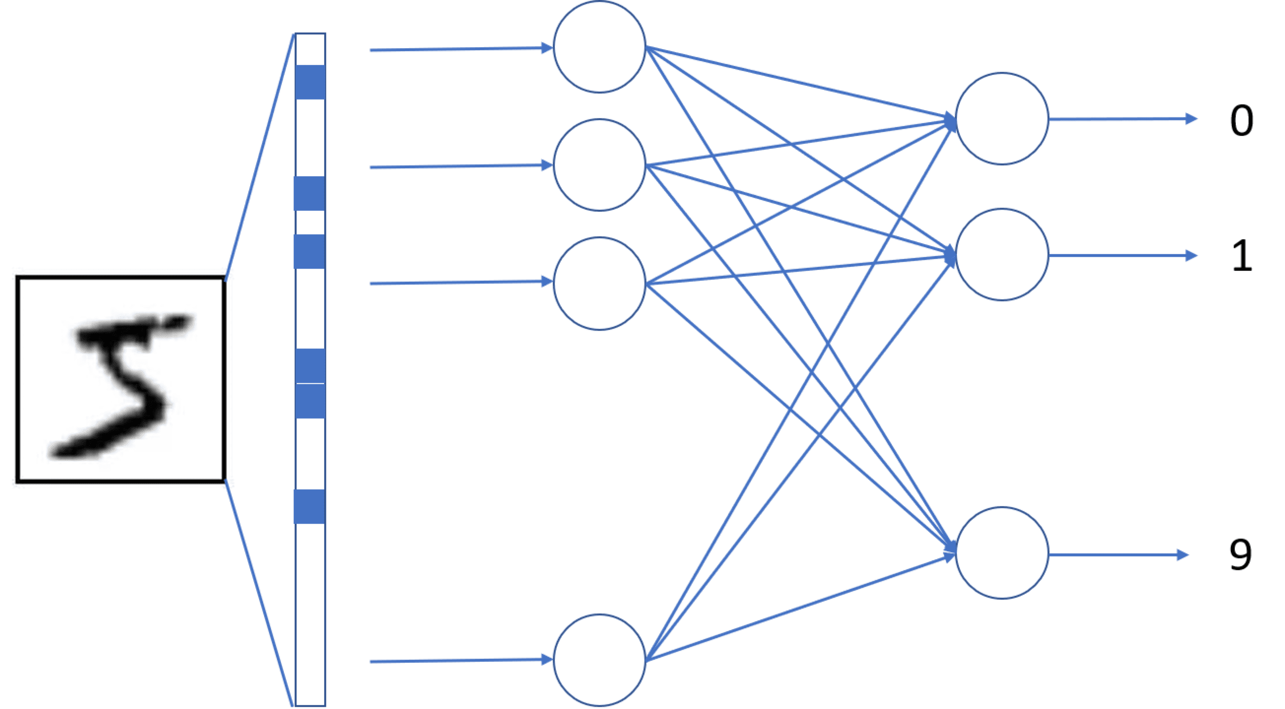 Um diagrama que mostra a estrutura densa da rede neural.