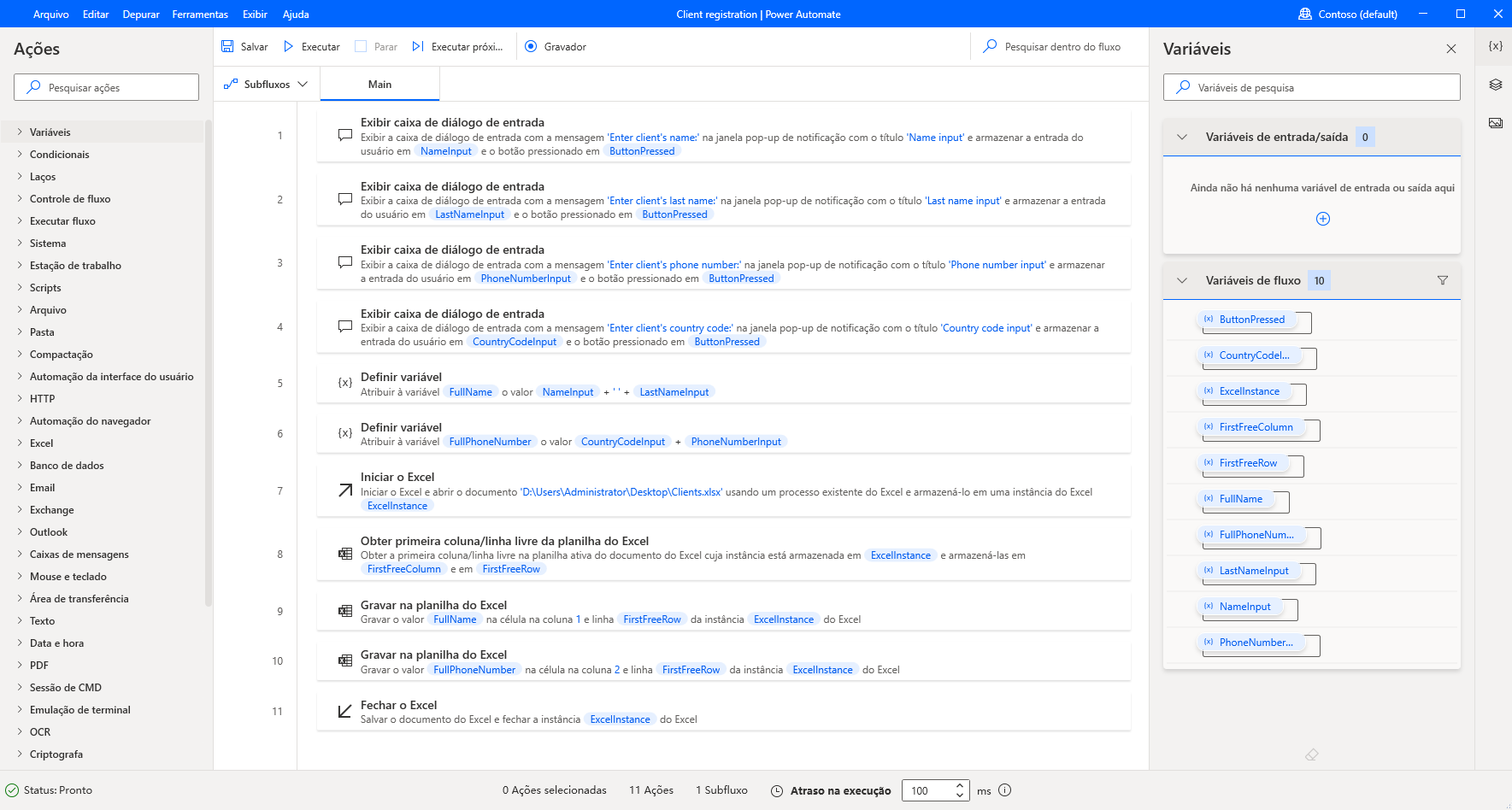 Captura de tela do fluxo final e da entrada Nome.