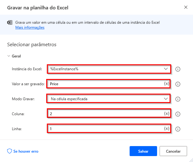 Captura de tela da segunda ação