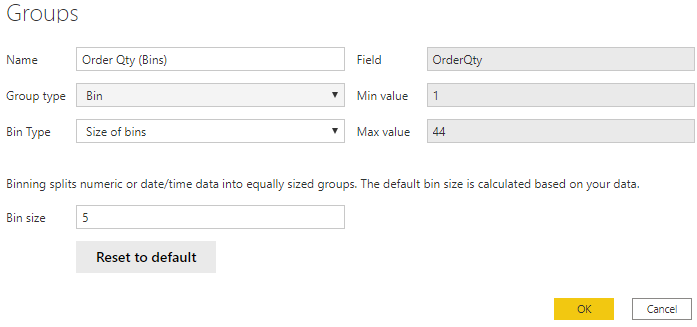 Captura de ecrã de um grupo de contentores com o nome Order Qty (Bins).