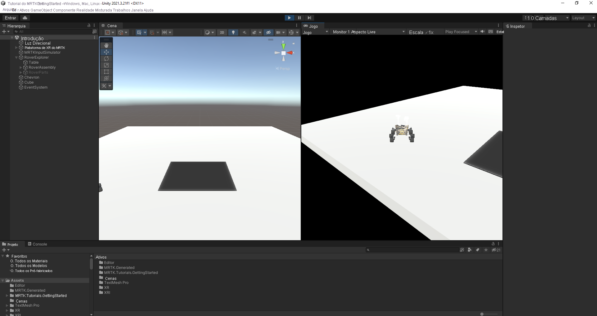 Screenshot that shows the Play mode split view, with placing ended.