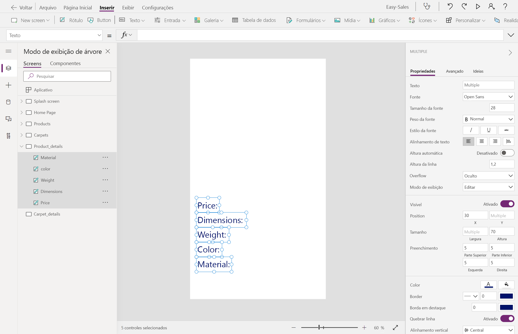 Captura de ecrã a mostrar a adição de etiquetas