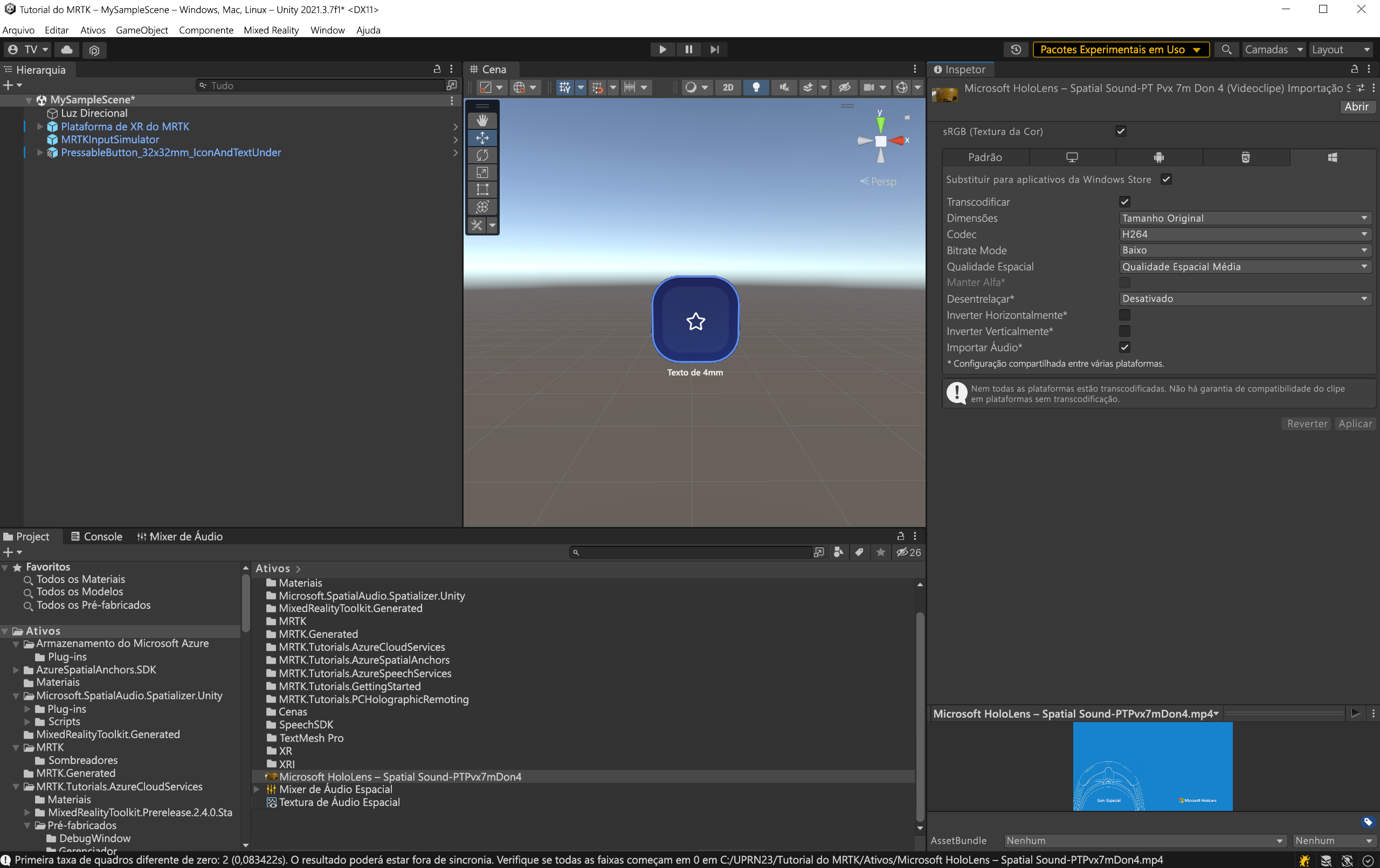 Screenshot of Video property Change.