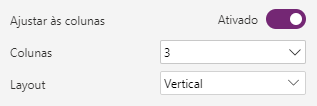 Captura de tela do controle de design de Ajustar às colunas.