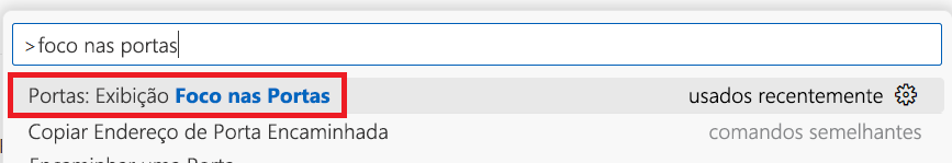 Captura de ecrã que mostra o comando 