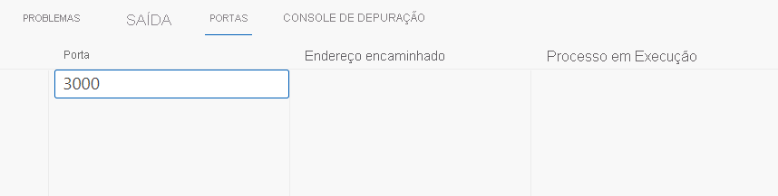 Captura de ecrã a mostrar a especificação da porta 3000 na vista Portas.