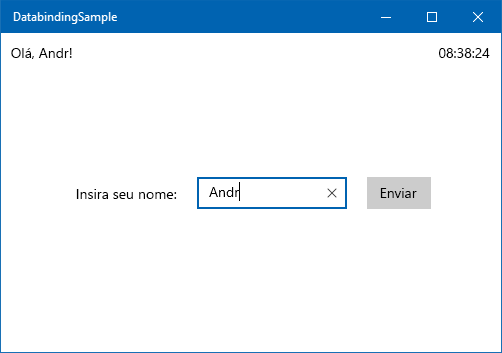 Screenshot of sample app running with a name entry field and value entered of 