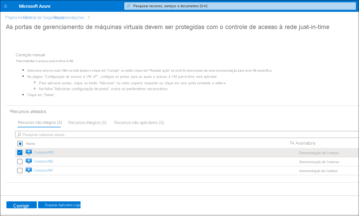 A screenshot of the Remediation steps and Affected resources. Three unhealthy resources are listed. Also displayed are the steps required to remediate the specified security issue.