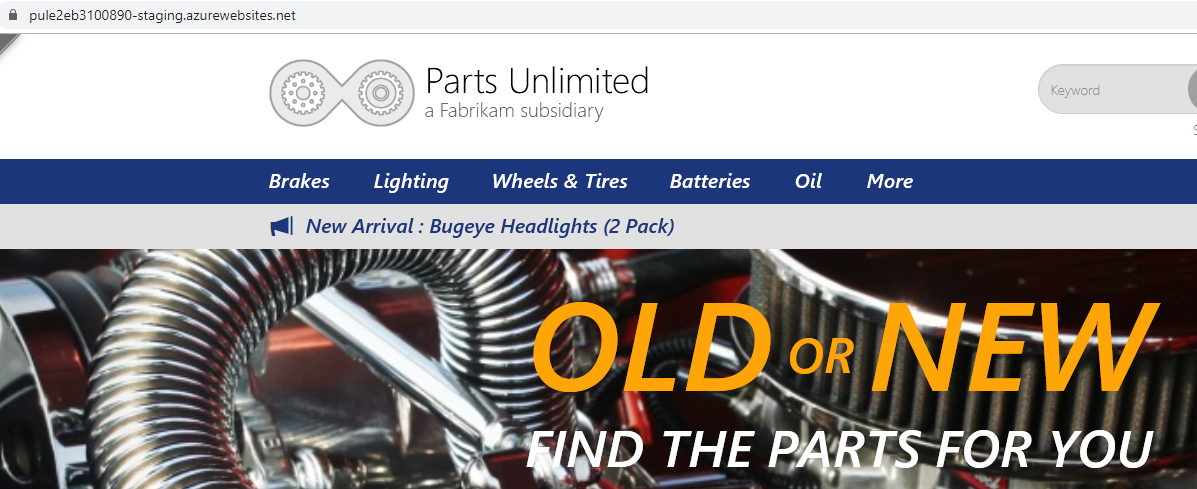 Parts Unlimited site on staging.