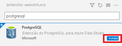 Screenshot do botão de instalação da extensão PostgreSQL.