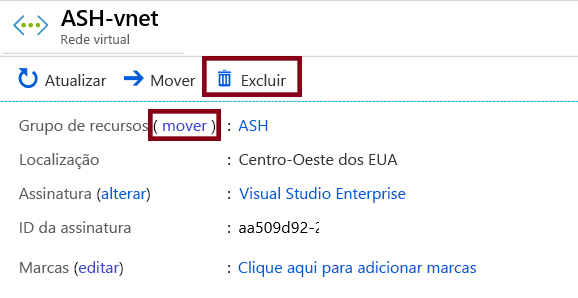 Screenshot from the portal of the route table page, with the Delete button highlighted to show you can delete an individual resource within a resource group.