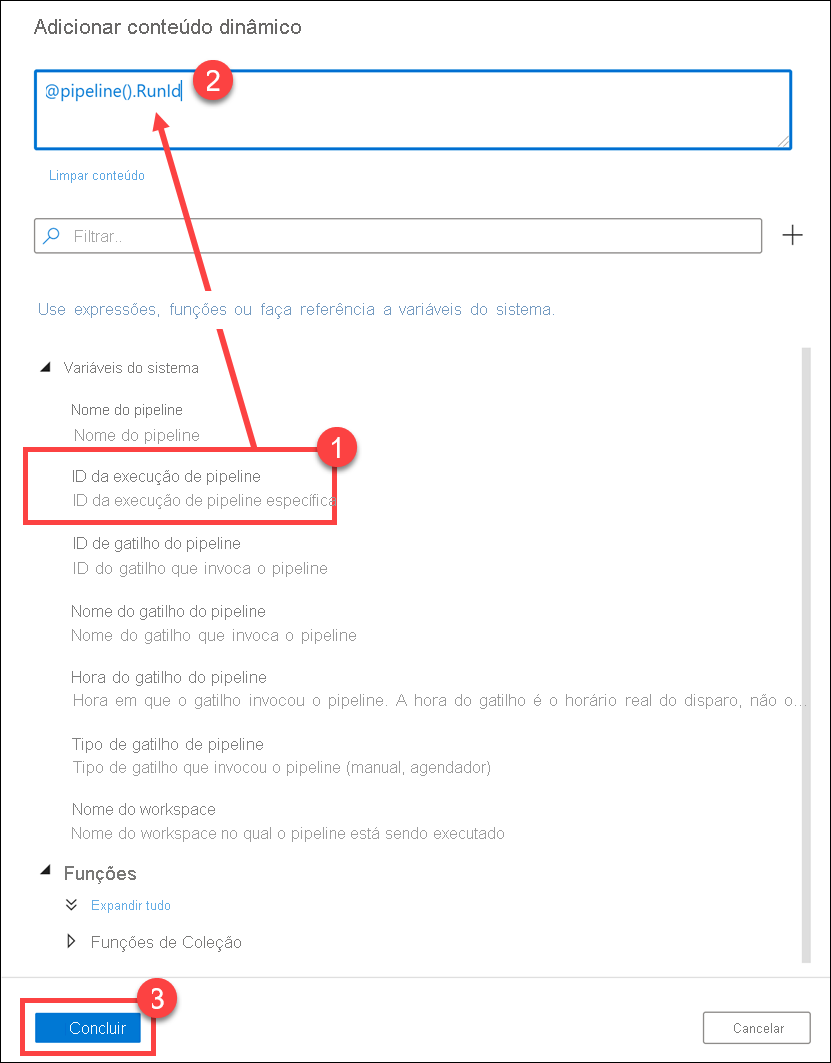 Adicionar conteúdo dinâmico O formulário de conteúdo dinâmico é exibido.