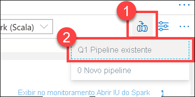 Adicionar ao pipeline O botão adicionar ao pipeline é realçado.