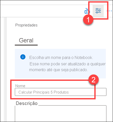 Propriedades A folha de propriedades é exibida.