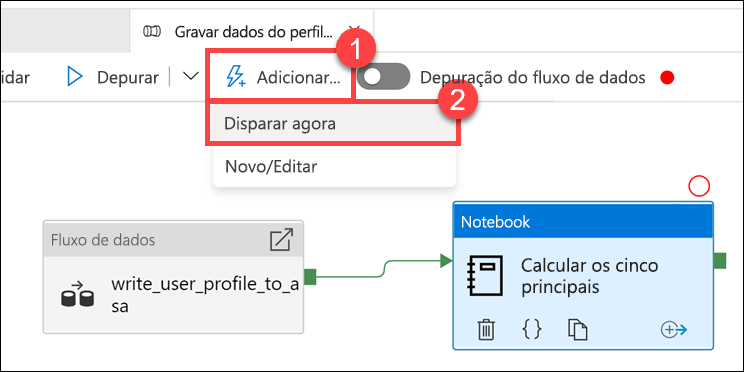 Acionar pipeline O item de menu de gatilho é realçado.