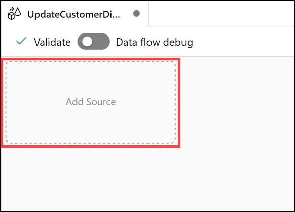 Adicionar fonte O botão Adicionar fonte é realçado na tela de fluxo de dados.