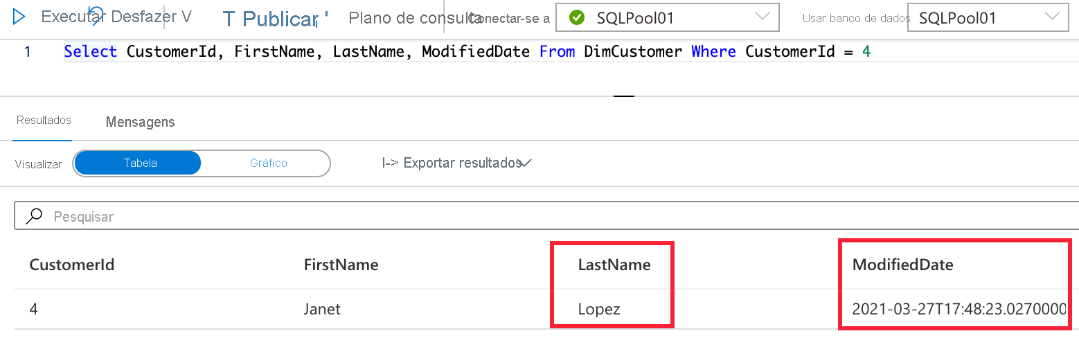 Registo de cliente atualizado O script é exibido com o registro de cliente atualizado.
