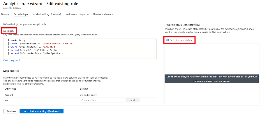 Screenshot of wizard used to create a scheduled analytics rule.