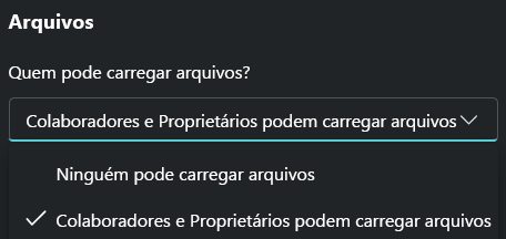 Captura de ecrã da caixa de diálogo de carregamento de ficheiros.