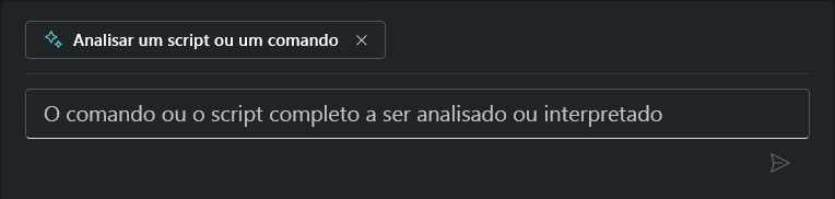 Captura de tela mostrando a entrada necessária para a sugestão Analisar um script ou prompt de comando.