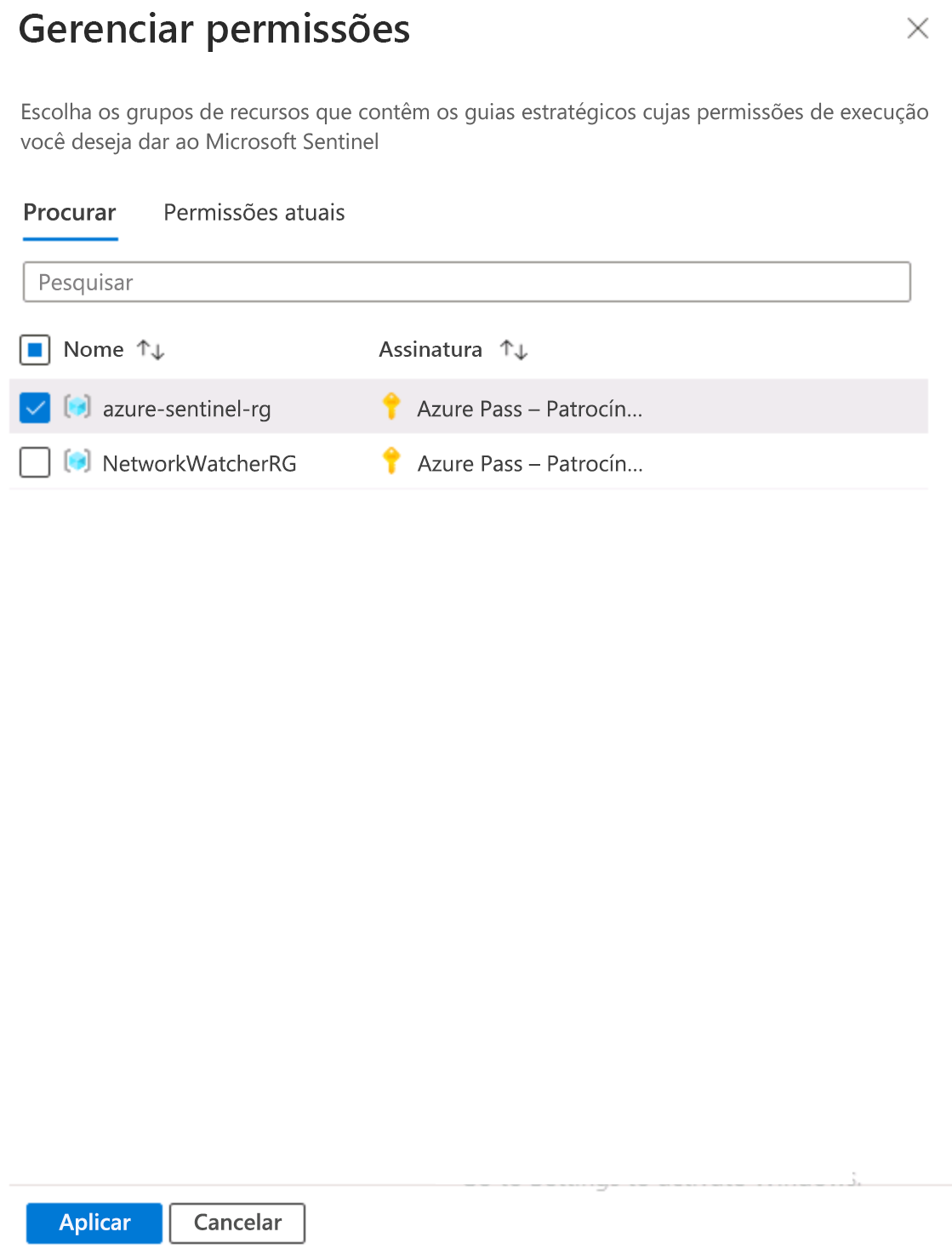 Screenshot of the Microsoft Sentinel Playbook Manage permissions page.