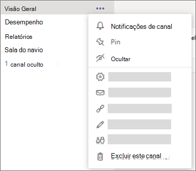 mostrar ou ocultar caixa de canais