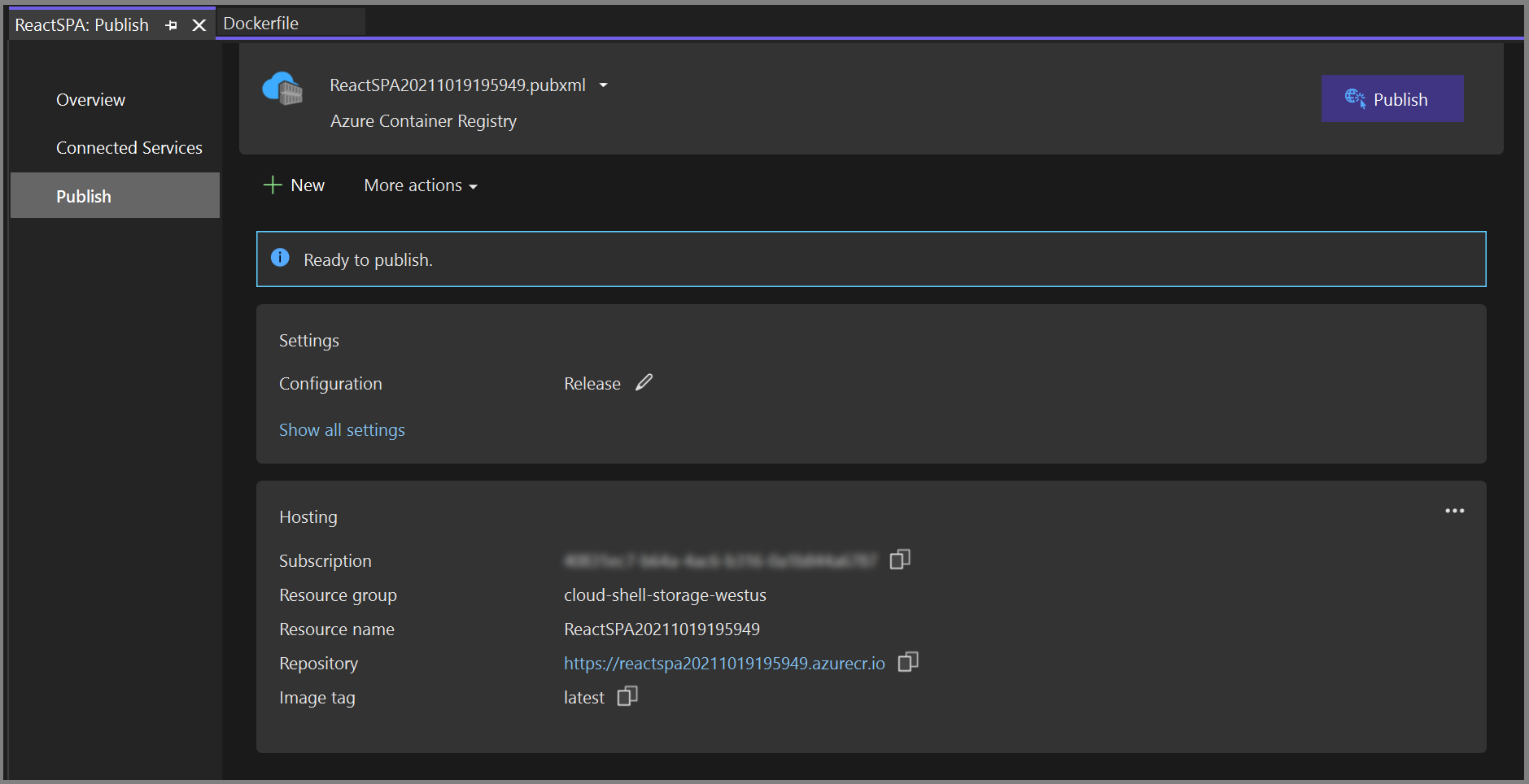 Captura de tela mostrando a publicação bem-sucedida
