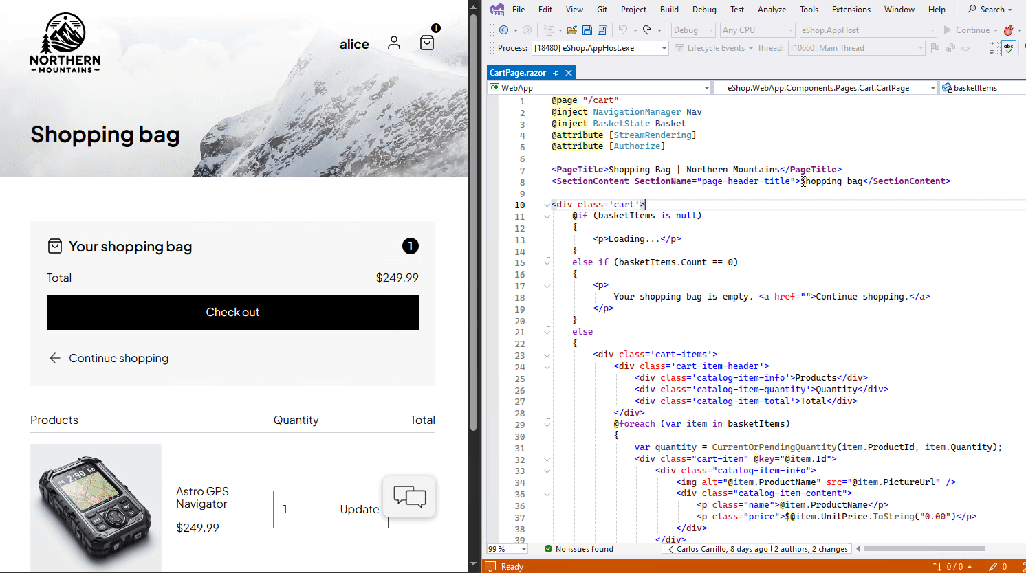 Screenshot de Hot Reload.