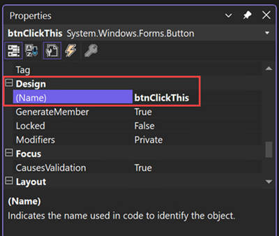 Captura de tela que mostra o novo nome para o botão.