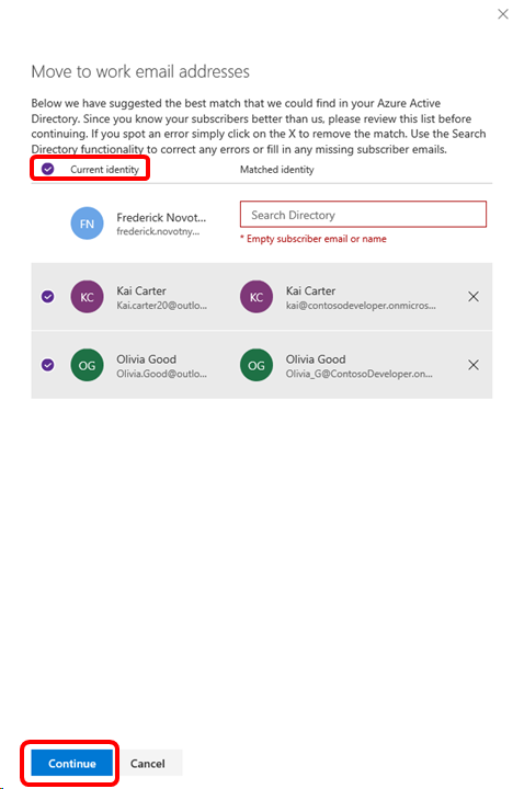 Fly-out Conectar E-mails