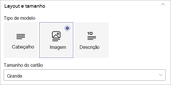 Captura de ecrã a mostrar as opções na categoria de esquema e tamanho no painel de propriedades.