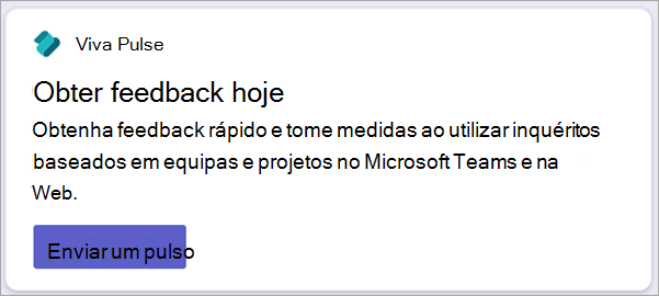 Captura de ecrã a mostrar o estado enviar um impulso do cartão Viva Pulse.