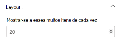 Captura de ecrã a mostrar a secção de esquema no painel de propriedades do cartão Eventos.