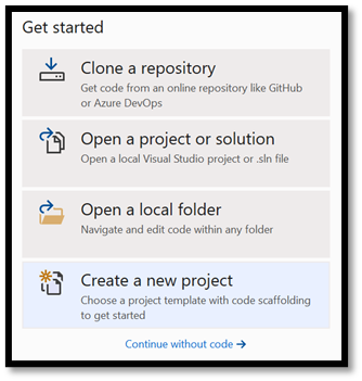 Create a new Visual Studio project