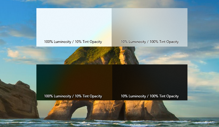 Opacidade de luminosidade em comparação com opacidade de tonalidade